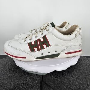 Helly Hansen Men's Size 12 Shoe White Leather Sneakers HH Logo Green Red Vintage